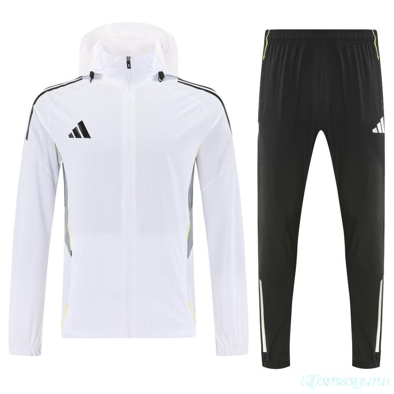 26/27 Adidas White Full Zipper Hooded Jacket Tracksuit + Long Pants