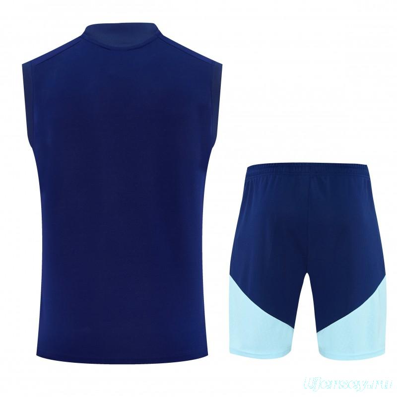 26/27 Argentina Navy Blue Sleeveless Training Vest +Soccer Shorts