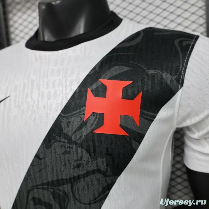 Player Version 26/27 Vasco da Gama Away White with Black Diagonal Sash Jersey