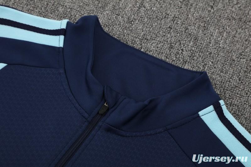 26/27  Argentina Navy Blue  Half  Zipper Jacket Tracksuit + Long Pants