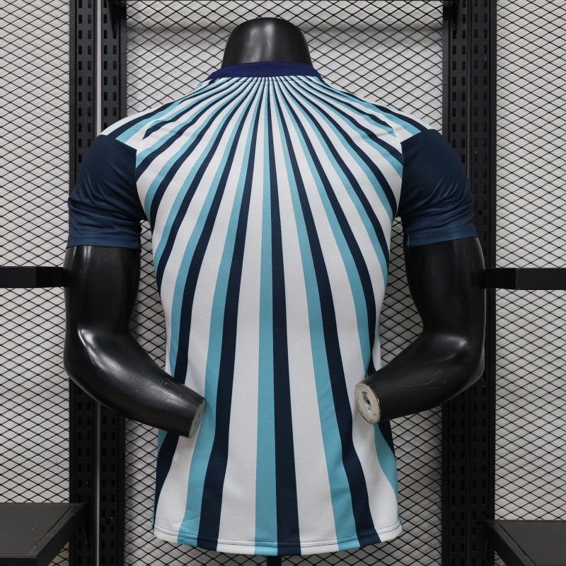 Player Version 2026 Argentina White Light Blue Dark Blue Radial Stripe Special Edition Jersey
