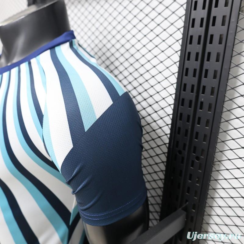 Player Version 2026 Argentina White Light Blue Dark Blue Radial Stripe Special Edition Jersey