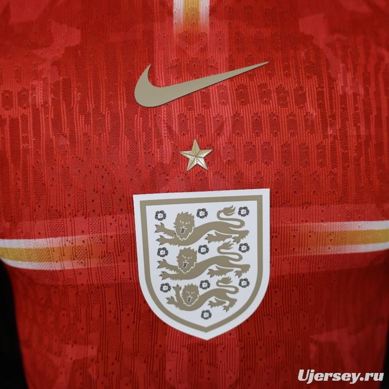 Player Version 2026 England Away Red with Gold Lion  Special Edition Jersey