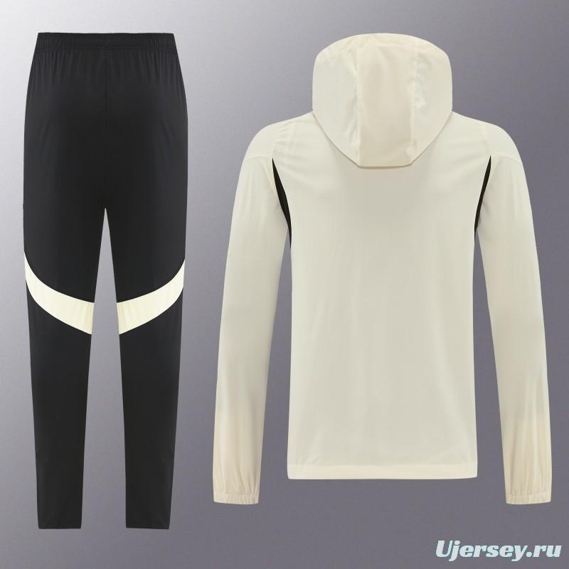 26/27 Liverpool Cream Full Zipper Hooded Jacket Tracksuit + Black Long Pants