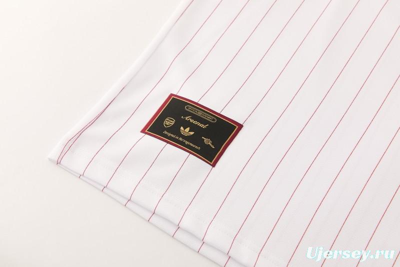 26/27 Arsenal  White Pinstripe Short Sleeve+Soccer Shorts