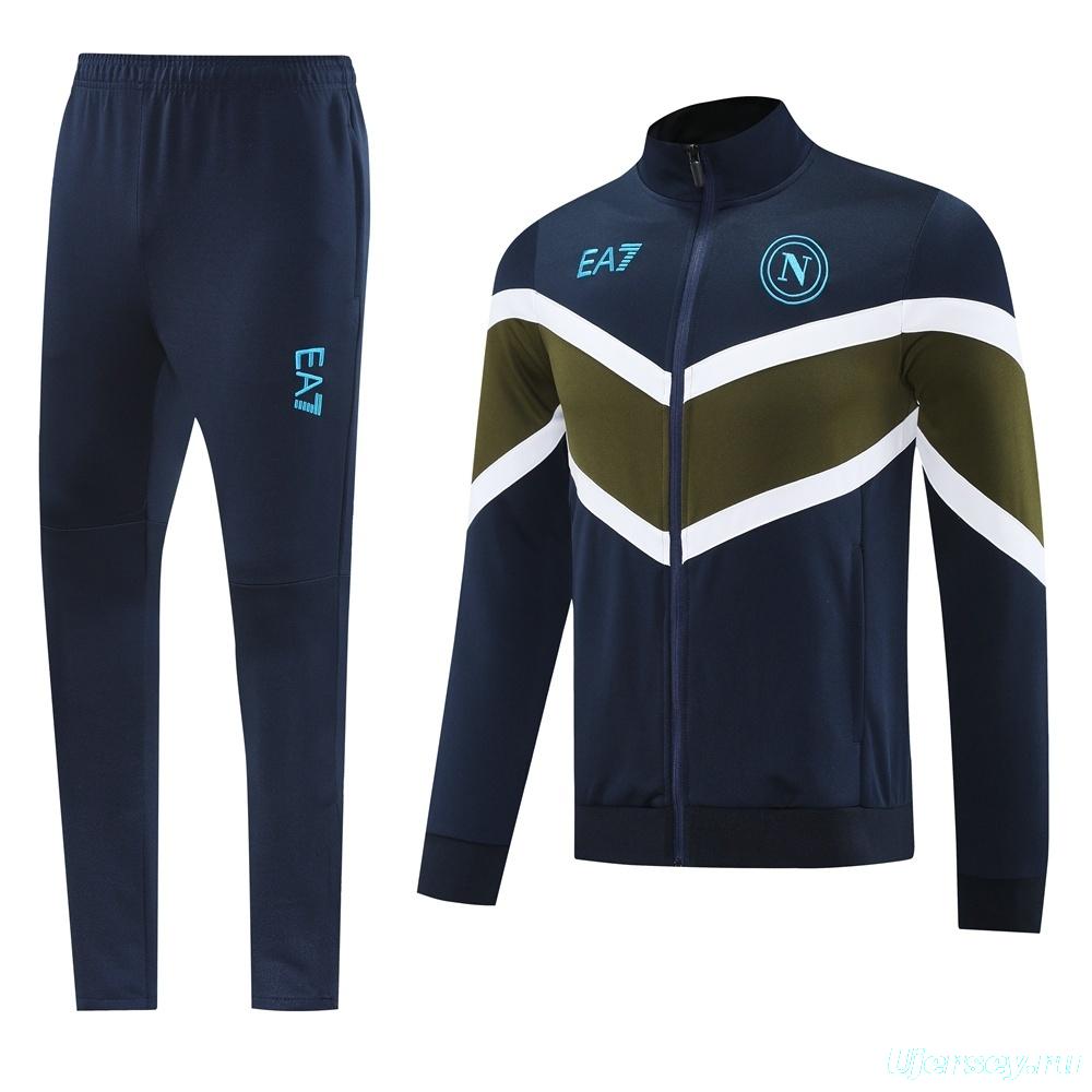 26/27 Napoli Navy Blue  Full Zipper Jacket Tracksuit + Long Pants