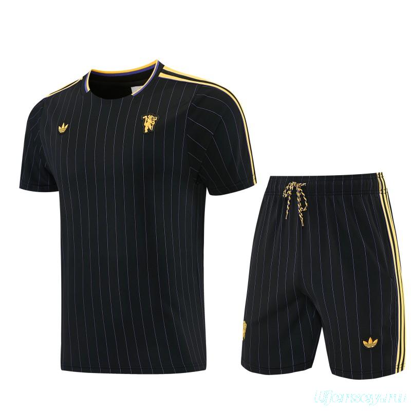 26/27  Manchester United Black Short Sleeve+Soccer Shorts