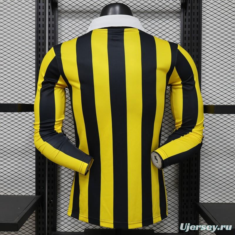 Player Version 2026 Peñarol Yellow & Black Vertical Stripes Long Sleeve Retro Heritage Jersey