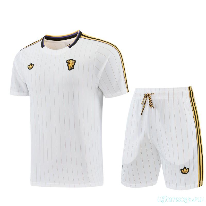 26/27 Manchester United White Short Sleeve+Soccer Shorts