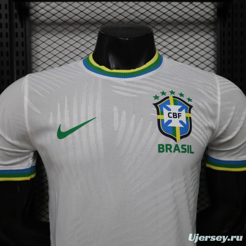 Player Version 2026 Brazil White with Palm Leaf Pattern Special Edition Jersey