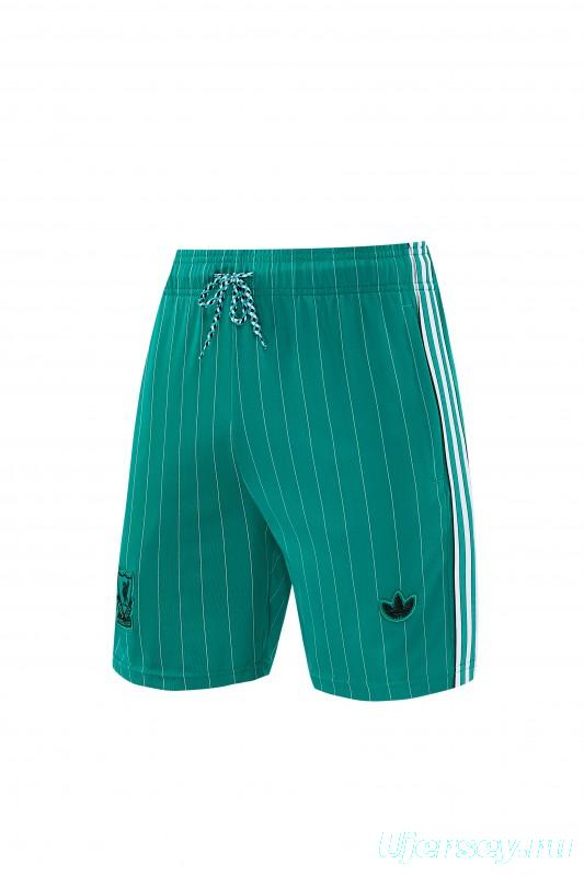 26/27 Liverpool   Green Pinstripe  Short Sleeve+Soccer Shorts