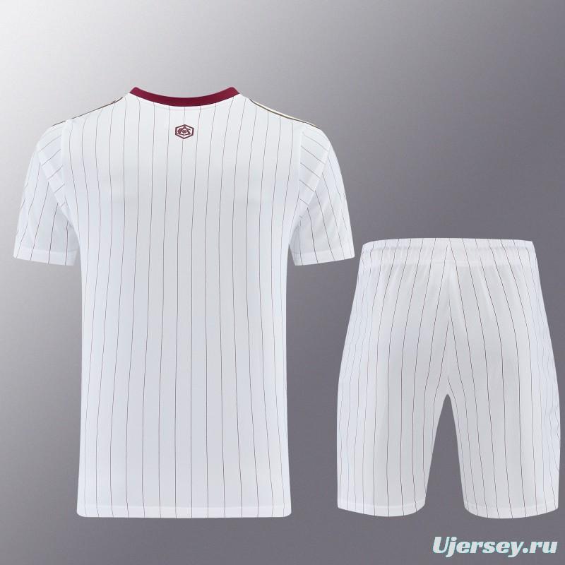 26/27 Arsenal  White Pinstripe Short Sleeve+Soccer Shorts