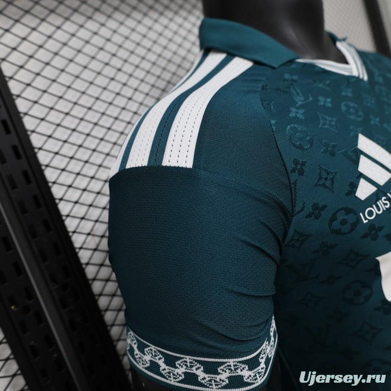Player Version 2026 Real Madrid × Louis Vuitton Teal LV Monogram Adidas Collab Special Edition Jersey