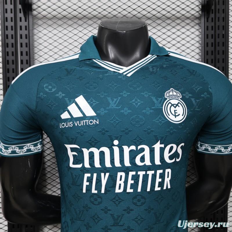 Player Version 2026 Real Madrid × Louis Vuitton Teal LV Monogram Adidas Collab Special Edition Jersey
