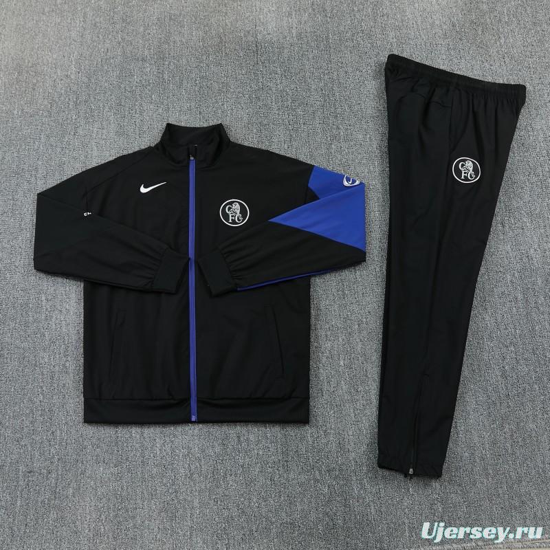 26/27 Chelsea Black Full Zipper Hooded Jacket Tracksuit + Long Pants