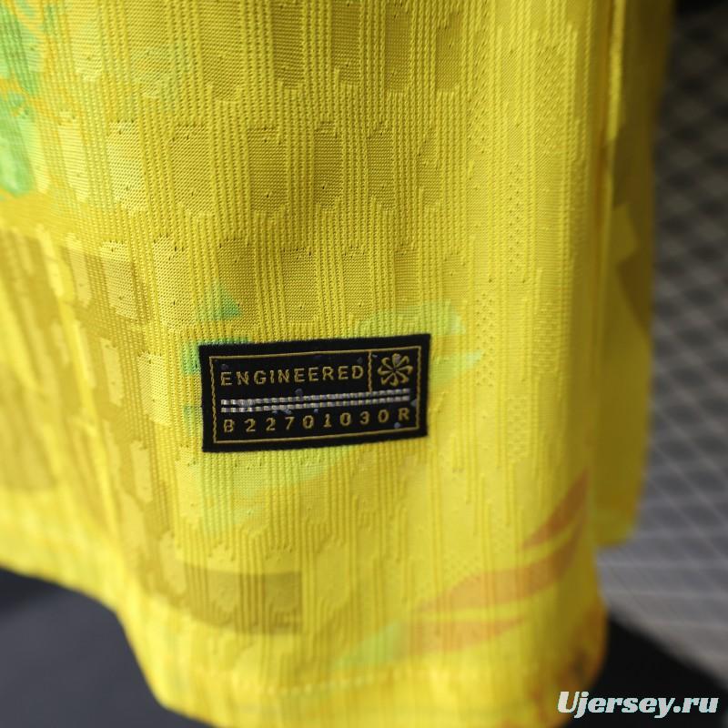 Player Version 2026 Brazil Yellow with Green Ink Splash Special Edition Home Jersey