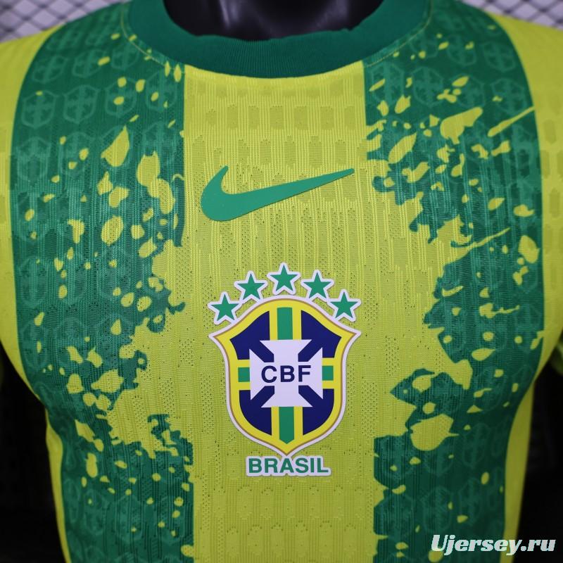 Player Version 2026 Brazil Yellow & Green Vertical Stripe Special Edition Jersey