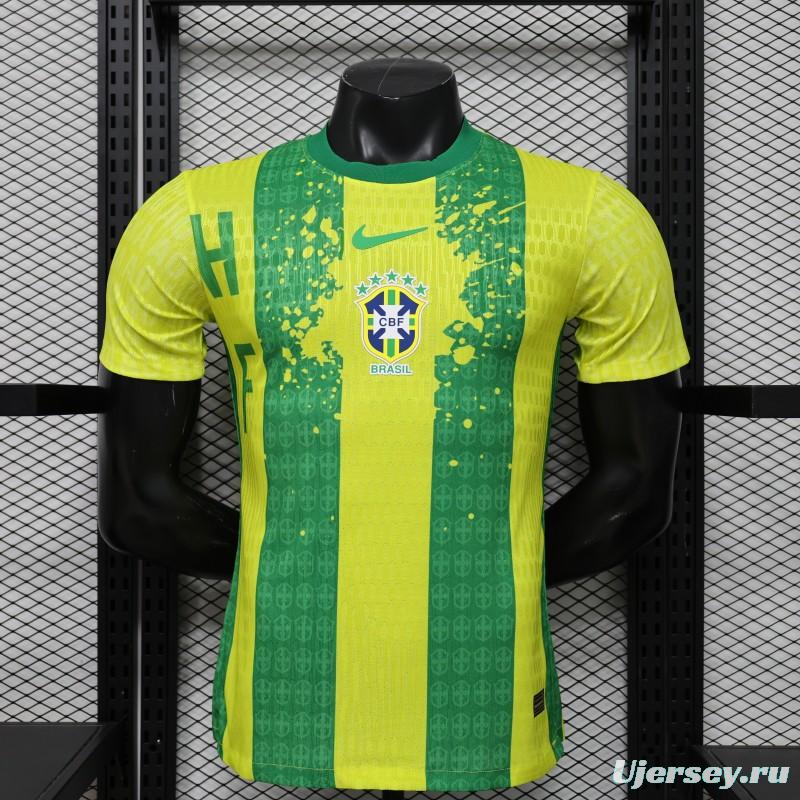 Player Version 2026 Brazil Yellow & Green Vertical Stripe Special Edition Jersey