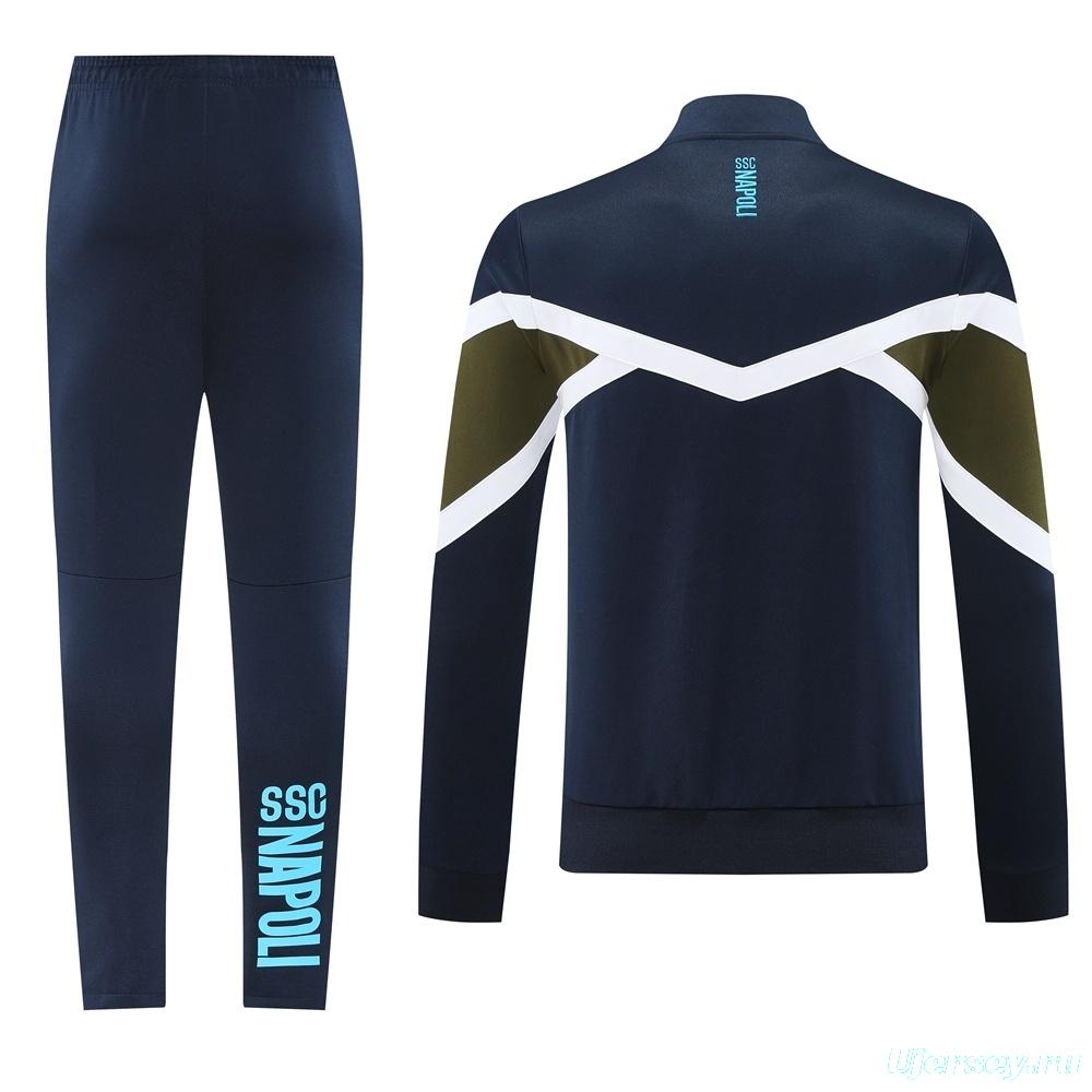 26/27 Napoli Navy Blue  Full Zipper Jacket Tracksuit + Long Pants
