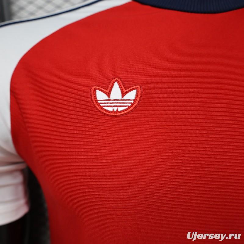 Player Version 2026  Arsenal x Adidas Originals Red with White Raglan Sleeve Home Jersey