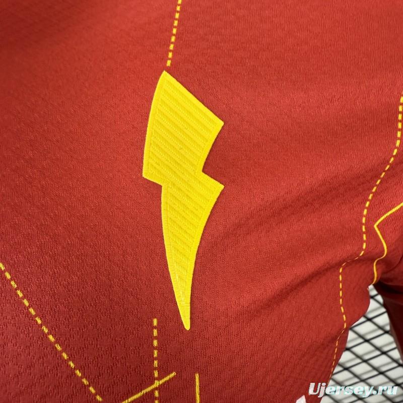 Player Version 25/26 Club Necaxa away Red with Gold Geometric Lightning Pattern Jersey