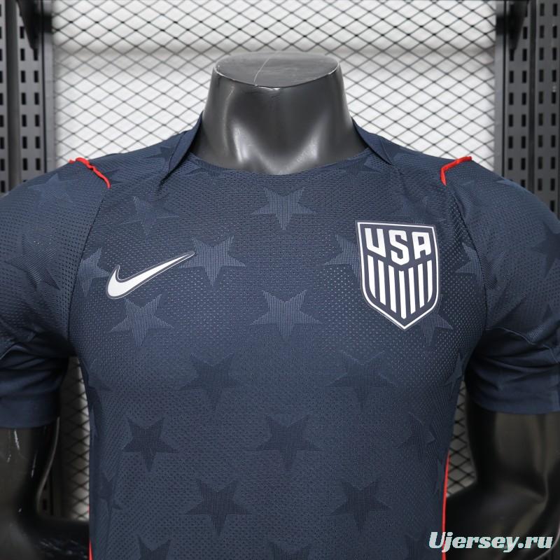 Player Version 2026 USA Navy Blue with All-Over Star Pattern Away Jersey