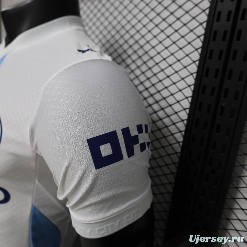 Player Version 26/27 Manchester City White with Blue Stripe Away Jersey