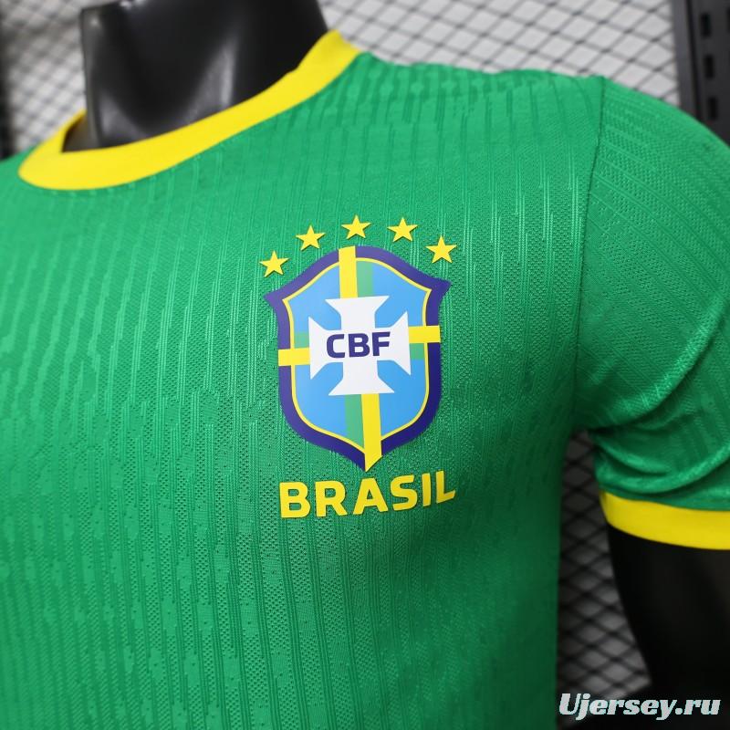 Player Version 2026 Brazil Green with Wave Texture Away Jersey