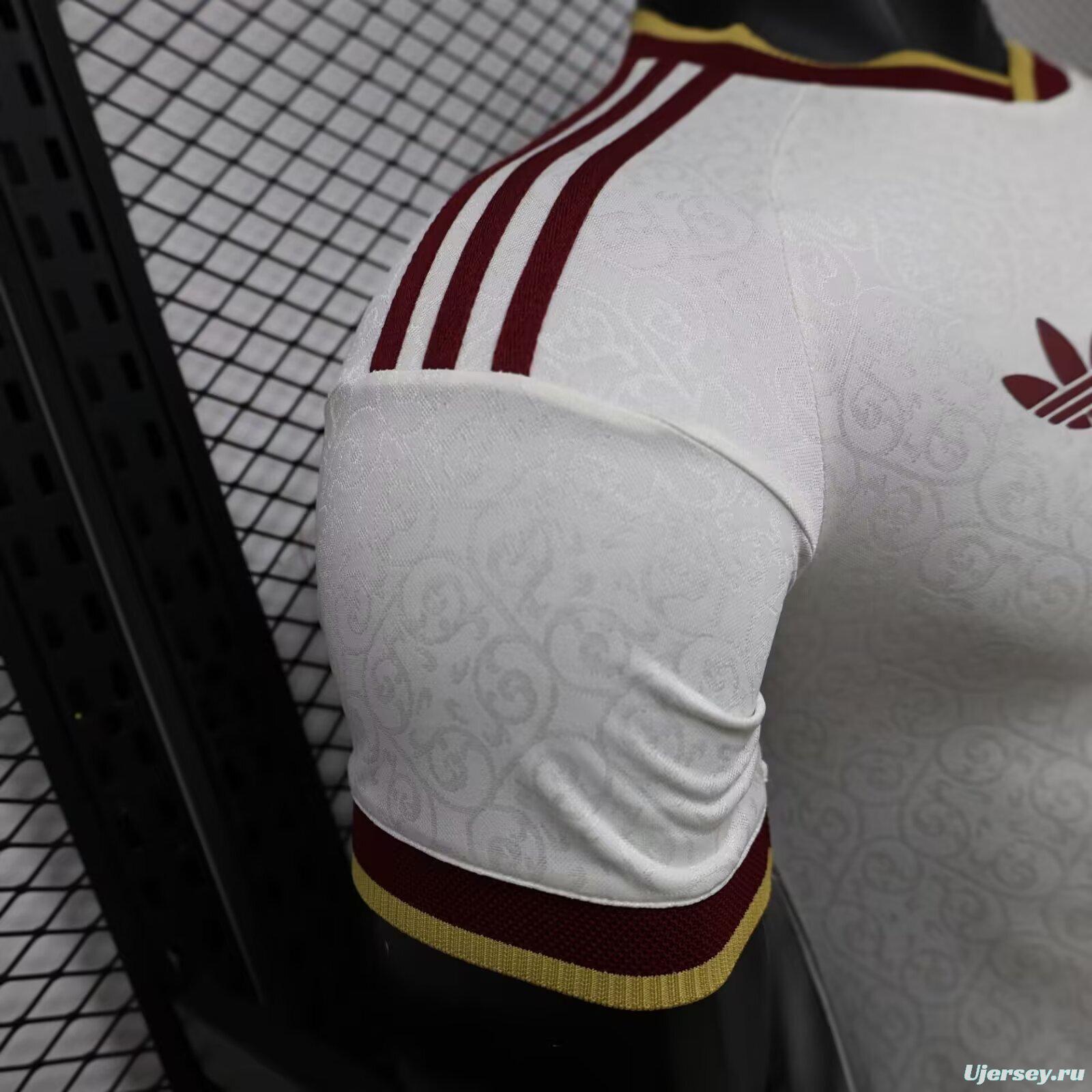 Player Version 2026 Spain  White with Burgundy & Gold Detail Away Jersey