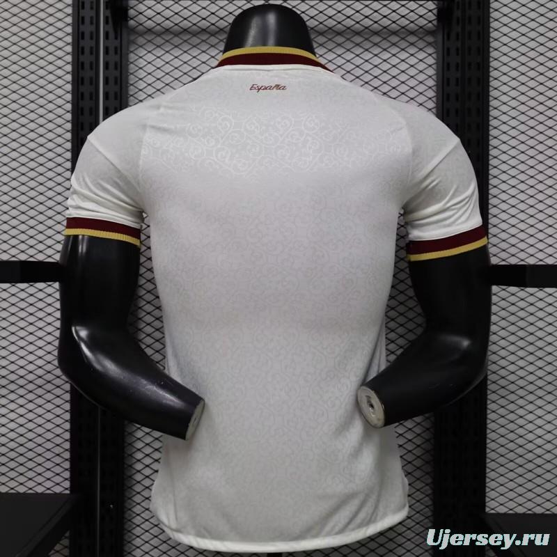 Player Version 2026 Spain  White with Burgundy & Gold Detail Away Jersey