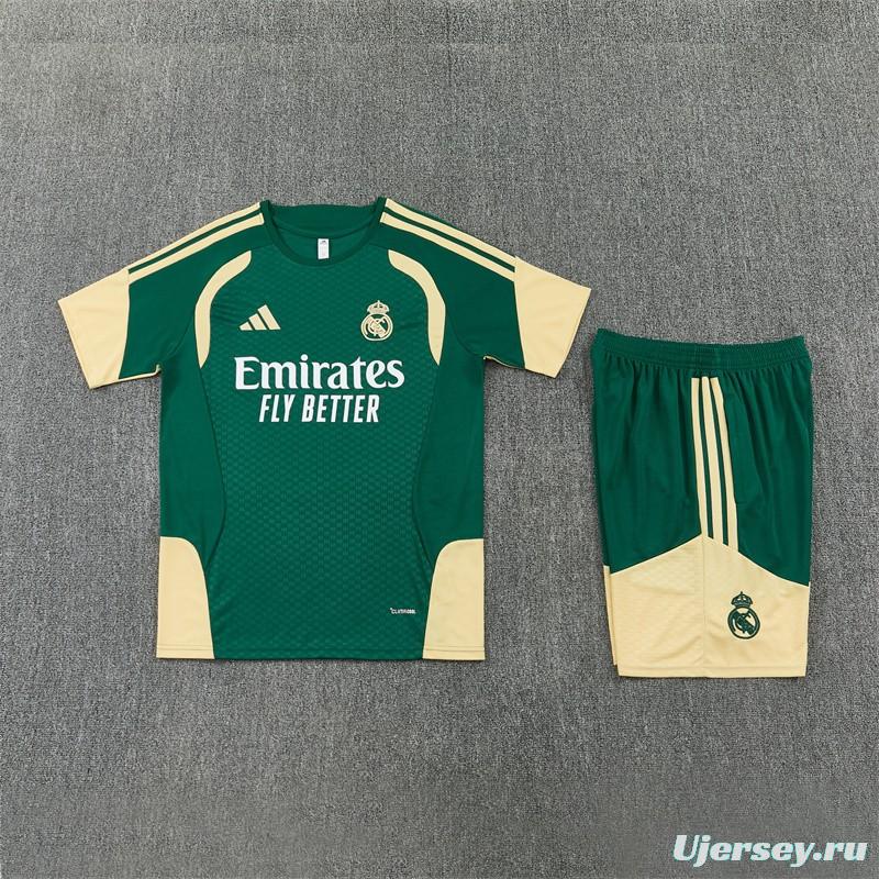 2026 Real Madrid Green & Cream  Short Sleeve+Soccer Shorts
