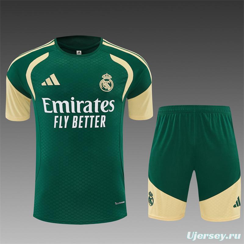 2026 Real Madrid Green & Cream  Short Sleeve+Soccer Shorts