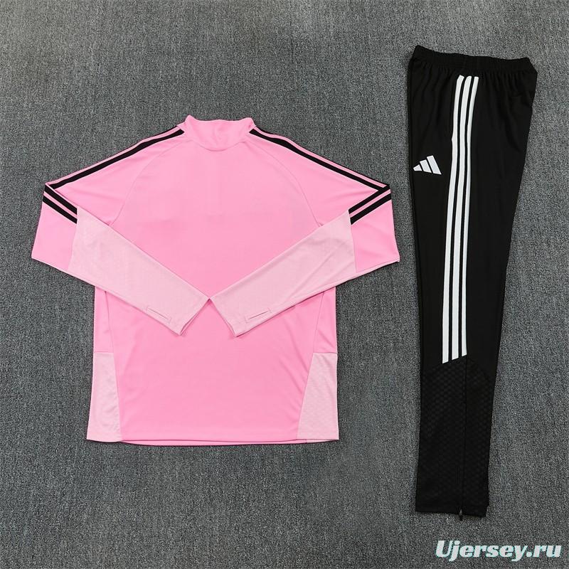 2026 Inter Miami CF Pink  Half Zipper Jacket Tracksuit + Black Long Pants