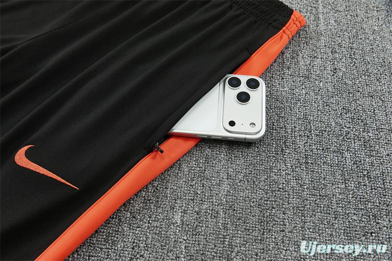 2026 Netherlands Black & Orange  Half Zipper Jacket Tracksuit + Long Pants