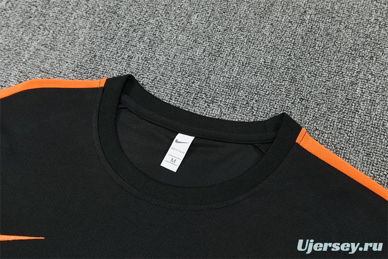 2026 Netherlands Black & Orange  Short Sleeve+Soccer Shorts