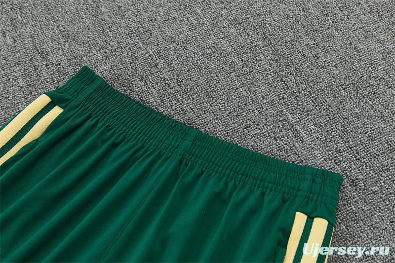 2026 Real Madrid Green & Cream  Half Zipper Jacket Tracksuit + Long Pants