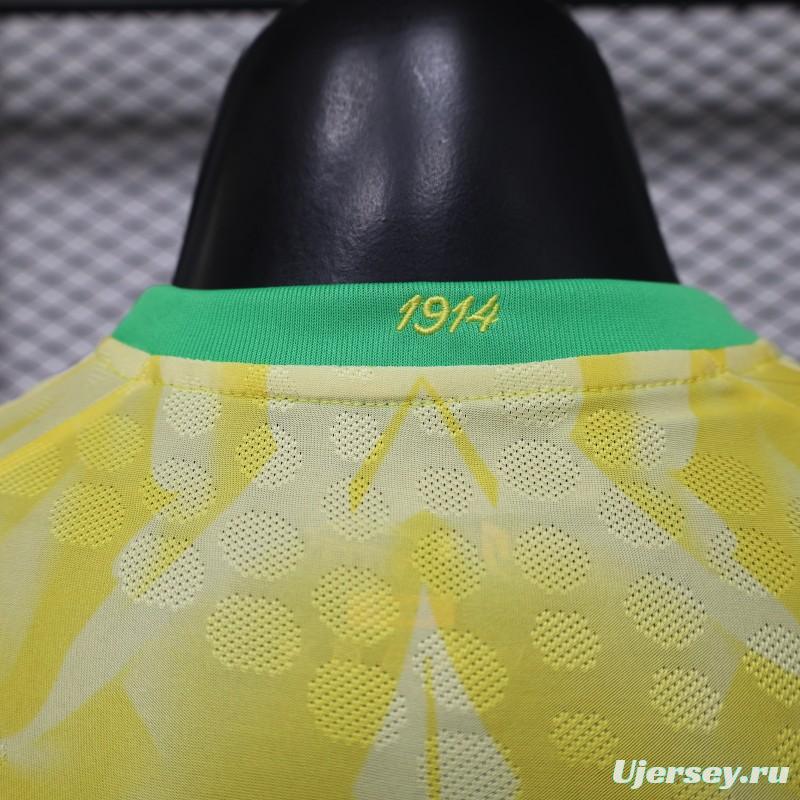 Player Version 2026 Brazil  Yellow with Abstract Feather Pattern Home Jersey