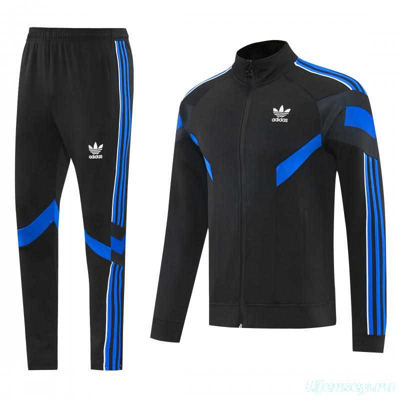 2026/27 Adidas Originals Black & Royal Blue Full Zipper Jacket Tracksuit + Long Pants