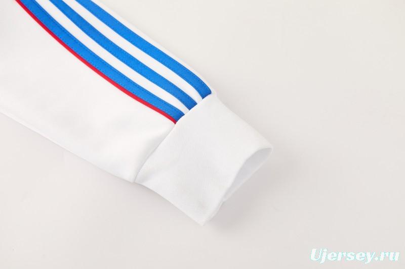 2026/27 Adidas Originals  White Full Zipper Jacket Tracksuit + Navy Blue Long Pants