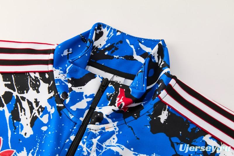 2026/27 Manchester United Black Grunge Splatter Paint Full Zipper Jacket Tracksuit + Long Pants