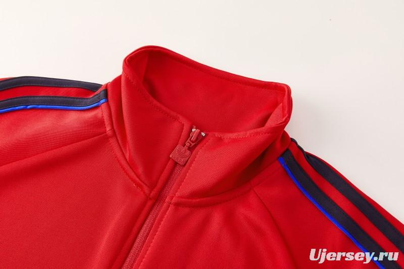 2026/27 Adidas Originals Red  Full Zipper Jacket Tracksuit + Navy Blue Long Pants