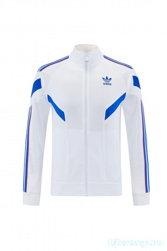 2026/27 Adidas Originals  White Full Zipper Jacket Tracksuit + Navy Blue Long Pants