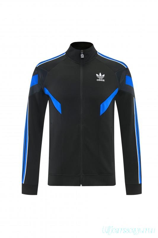 2026/27 Adidas Originals Black & Royal Blue Full Zipper Jacket Tracksuit + Long Pants