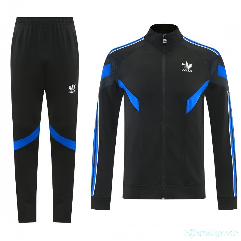 2026/27 Adidas Originals Black & Royal Blue Full Zipper Jacket Tracksuit + Long Pants