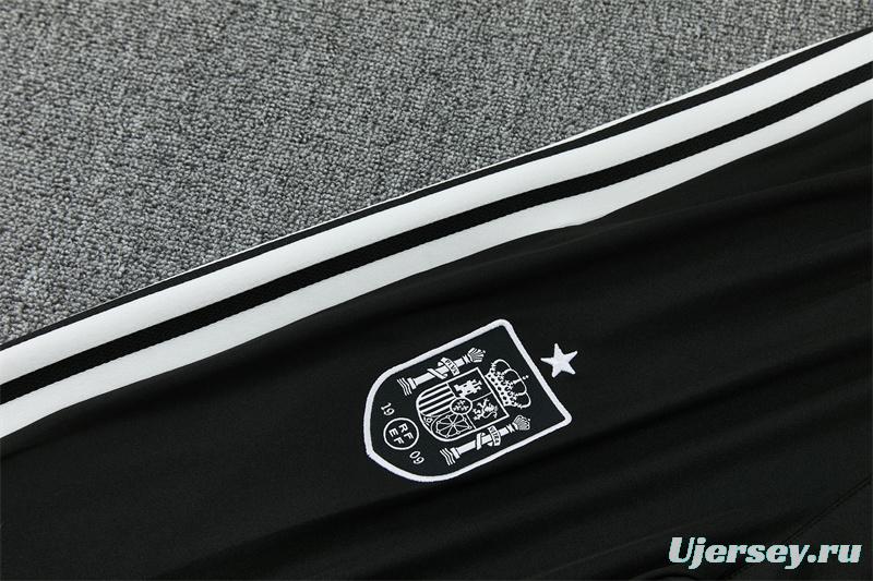 2026 Spain Black & White Half Zipper Jacket Tracksuit + Long Pants