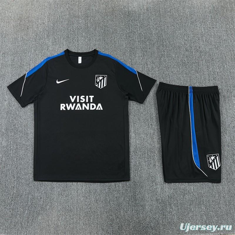 2026 Atletico Madrid Black Short Sleeve+Soccer Shorts