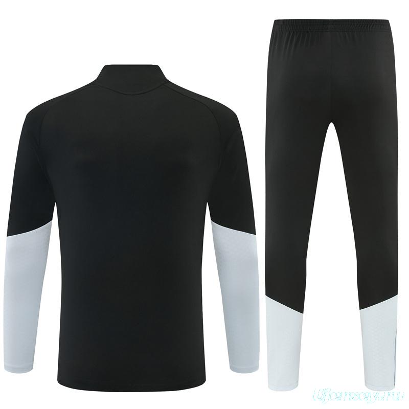 2026 Spain Black & White Half Zipper Jacket Tracksuit + Long Pants