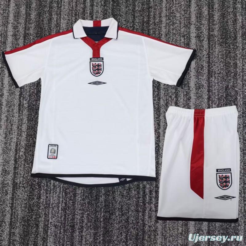 Retro 2003/04 Kids England White Home Jersey