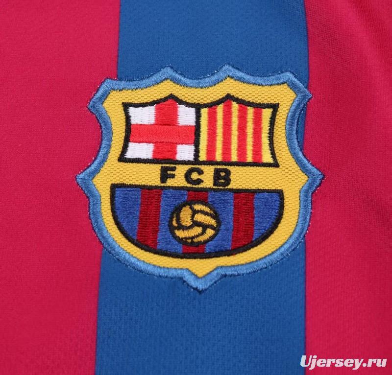 Retro Kids 05/06 Barcelona Home League Version Long Sleeve Jersey