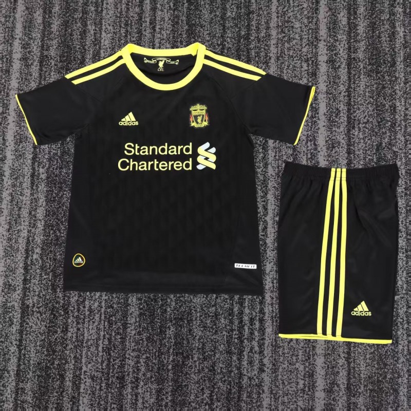 Retro 2010/11 Kids Liverpool Black & Yellow Away Jersey